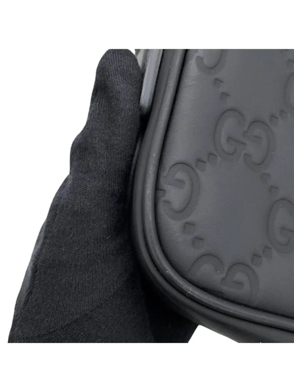 Gucci Shoulder Bag GG Rubber Effect Black